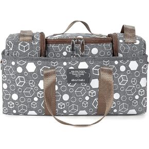 Baby Diaper Caddy Bag - 5pcs Set Diaper Stroller Bag Organizing Pouches Baby Basket Diaper Storage Caddy With Insulation bag (Grey)