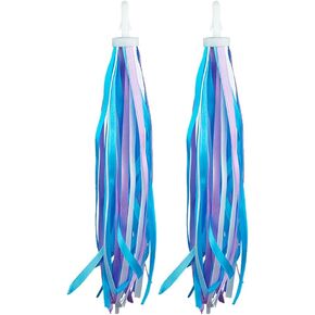 GSHLLO 2 Pcs Kids Bike Streamers Bicycle Handlebar Tassels Scooter Handlebar Streamers Bike Handle Grip Ribbons Bicycle Decorations for Boys Girls Blue and Purple