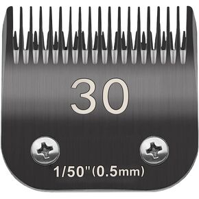 30# Pet Dog Grooming Detachable Blades, Compatible with Andis Size-30# Cut Length 1/50"(0.5mm), Most A5,KM Series Clippers,Made of Ceramic Blade (Black)