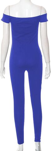 Hilinker Women's Off Shoulder Bodycon Jumpsuits Sexy Short Sleeve One Piece Rompers in Saudi Arabia
