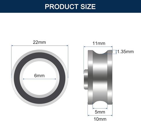 محمل دليل مسار الكرة ذو الأخدود العميق SG15، ID 5 مم × OD 17 مم × العرض 8/9.75 مم فولاذ كروم مزدوج الغلق مُشحم مسبقًا (GCr15) لقضبان 6 مم 4 قطع in Kuwait