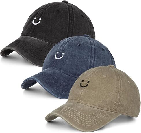 Washed Cotton Vintage Smile Mountain Baseball Cap Sun Hats Men Women Baseball Cap Adjustable Dad Golf Hat in Saudi Arabia