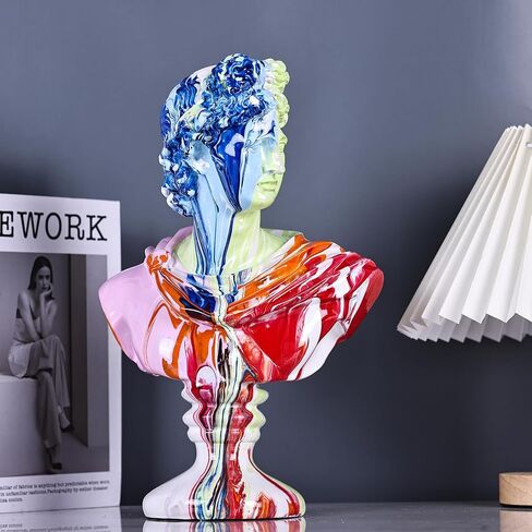 11.8 Inch Greek Statue of David, Classic Roman Bust Greek Mythology Sculpture for Home Decor,Large Resin Roman Goddess Apollo Sculpture for Home Décor Resin Crafts for Sketch Practice Artist (White) in Kuwait
