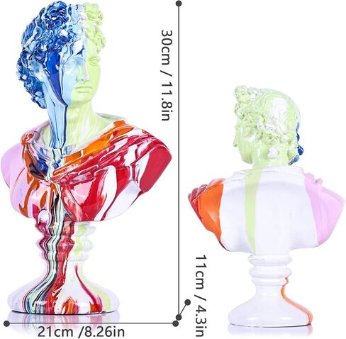 11.8 Inch Greek Statue of David, Classic Roman Bust Greek Mythology Sculpture for Home Decor,Large Resin Roman Goddess Apollo Sculpture for Home Décor Resin Crafts for Sketch Practice Artist (White) in Kuwait