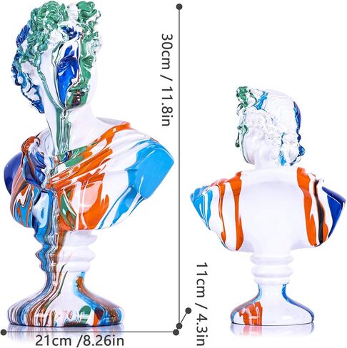 11.8 Inch Greek Statue of David, Classic Roman Bust Greek Mythology Sculpture for Home Decor,Large Resin Roman Goddess Apollo Sculpture for Home Décor Resin Crafts for Sketch Practice Artist (White) in Kuwait