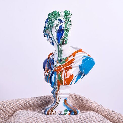 11.8 Inch Greek Statue of David, Classic Roman Bust Greek Mythology Sculpture for Home Decor,Large Resin Roman Goddess Apollo Sculpture for Home Décor Resin Crafts for Sketch Practice Artist (White) in Kuwait