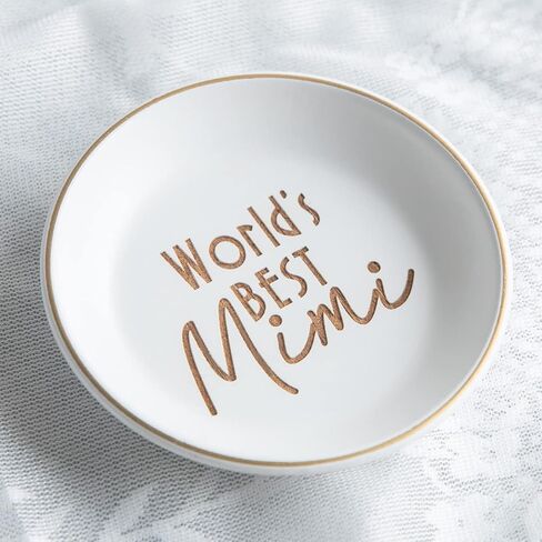 COLLECTIVE HOME - Wood Jewelry Tray, Decorative Trinket Dish for Rings Earrings Necklaces Bracelet Watch Keys,Gifts for Mom form Daughter, Mimi Gifts, 4.75" (best mom ever) in Saudi Arabia