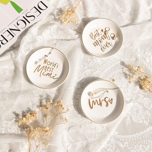 COLLECTIVE HOME - Wood Jewelry Tray, Decorative Trinket Dish for Rings Earrings Necklaces Bracelet Watch Keys,Gifts for Mom form Daughter, Mimi Gifts, 4.75" (best mom ever) in Saudi Arabia