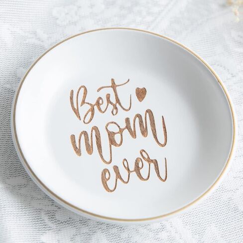 COLLECTIVE HOME - Wood Jewelry Tray, Decorative Trinket Dish for Rings Earrings Necklaces Bracelet Watch Keys,Gifts for Mom form Daughter, Mimi Gifts, 4.75" (best mom ever) in Saudi Arabia