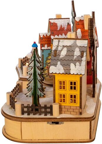 Kurt S. Adler Engineered Wood Kurt Adler 7.08-Inch Battery-Operated Musical LED Motion Village House, Multi in Saudi Arabia