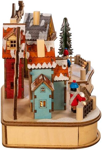 Kurt S. Adler Engineered Wood Kurt Adler 7.08-Inch Battery-Operated Musical LED Motion Village House, Multi in Saudi Arabia