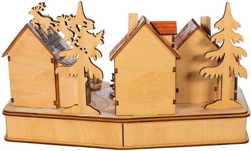 Kurt S. Adler Engineered Wood Kurt Adler 7.08-Inch Battery-Operated Musical LED Motion Village House, Multi in Saudi Arabia