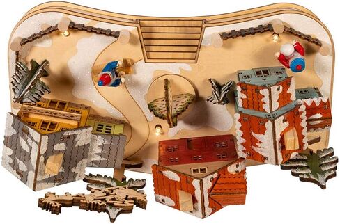 Kurt S. Adler Engineered Wood Kurt Adler 7.08-Inch Battery-Operated Musical LED Motion Village House, Multi in Saudi Arabia