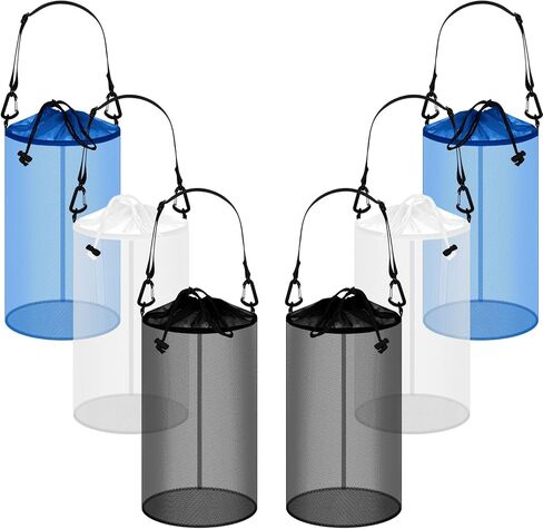 6 Pcs Boat Trash Bag Hoop Mesh Trash Bags, Reusable Outdoor Garbage Can Container Boat Accessories Organizer Storage Bag for Kayak Marine Camping Fishing Men Women, 3 Colors in Kuwait