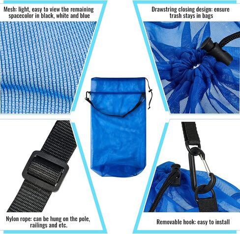 6 Pcs Boat Trash Bag Hoop Mesh Trash Bags, Reusable Outdoor Garbage Can Container Boat Accessories Organizer Storage Bag for Kayak Marine Camping Fishing Men Women, 3 Colors in Kuwait