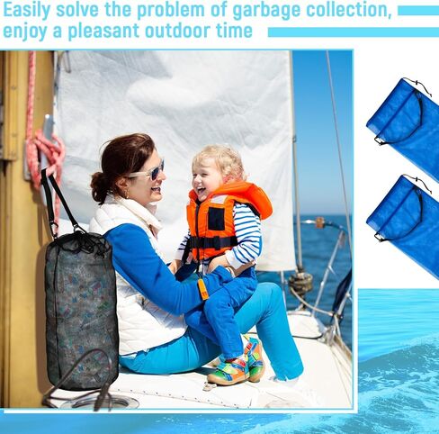 6 Pcs Boat Trash Bag Hoop Mesh Trash Bags, Reusable Outdoor Garbage Can Container Boat Accessories Organizer Storage Bag for Kayak Marine Camping Fishing Men Women, 3 Colors in Kuwait