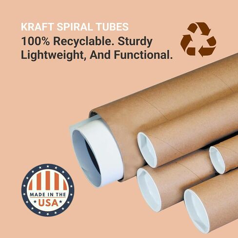 AVIDITI Cardboard Tubes with Caps, 48"L x 4"W x 4"H, Pack of 15 | Poster Tube for Mailing and Storage of Blueprints, Artwork, Crafts, Long Art Holder, 48 inches in Saudi Arabia