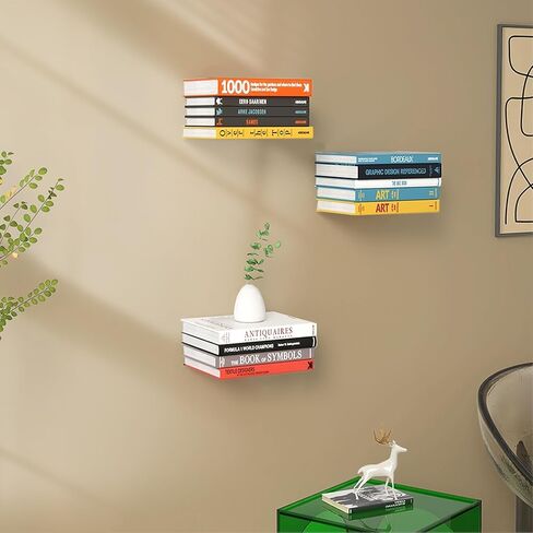 Invisible Floating Bookshelf - Modern White Wall Mount Metal Shelves for Room, Bedroom Bookcase, Small Bookshelf with Minimalist Design, Sleek Storage for Books & Decoratives（6PCS） in Saudi Arabia