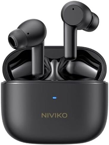 NVK-A8590 Bluetooth 5.3 Wireless Earbuds with Wireless Charging Case Stereo Headphones in Ear Active Noise Canceling IPX5 Waterproof Premium Sound with Deep Bass for Sport Black in Saudi Arabia