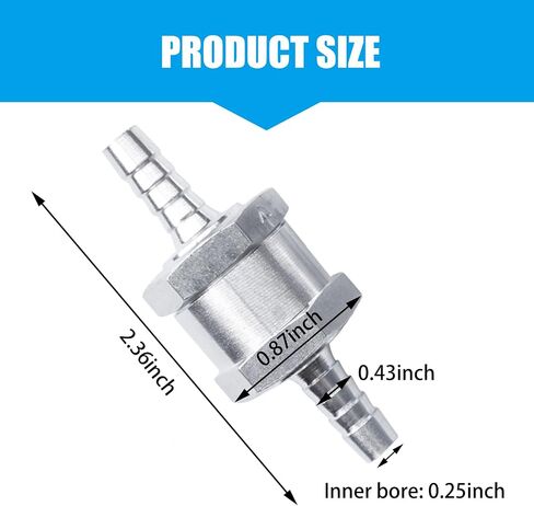 UGSHY 1 PC Automobile One-way Check Valve, 3/8"/10mm Gasoline Diesel Fuel Line One-way Check Valve, In-line Alloy Waterproof Anti-rust Valve, Universa for Most Cars RVs Boats Accessories (Silver) in Saudi Arabia