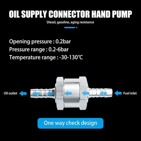 UGSHY 1 PC Automobile One-way Check Valve, 3/8"/10mm Gasoline Diesel Fuel Line One-way Check Valve, In-line Alloy Waterproof Anti-rust Valve, Universa for Most Cars RVs Boats Accessories (Silver) in Saudi Arabia