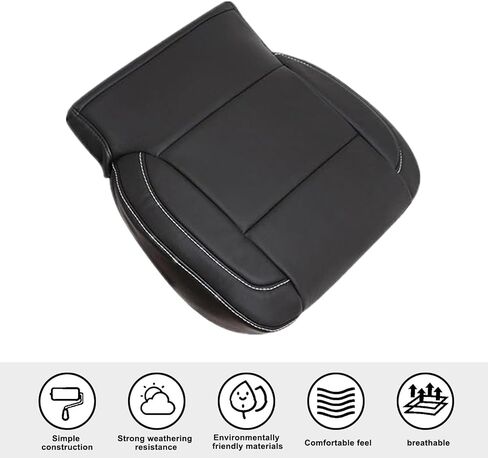 غطاء مقعد جلدي غير مثقوب من جانب السائق باللون الأسود متوافق مع Chevy Silverado GMC Sierra 1500 2500HD 3500HD 2014 2015 2016 2017 2018 2019 in Kuwait