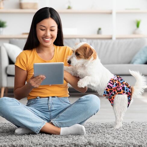 UNIPUP حفاضات أنثى للكلاب قابلة لإعادة الاستخدام، سراويل داخلية قابلة للغسل، وسادات تبول الجرو مع موسعات للكلاب المتوسطة في الحرارة وسلس البول U-D03M in Kuwait