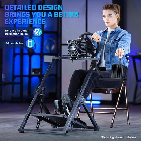 Marada Sim Racing Wheel Stand Simulator Cockpit X-Structure Quick Fold يناسب Thrustmaster/Logitech G29، G923، G920، T300RS، T150 حامل ألعاب قابل للتعديل بدون عجلة قيادة، دواسة، فرامل اليد in Kuwait