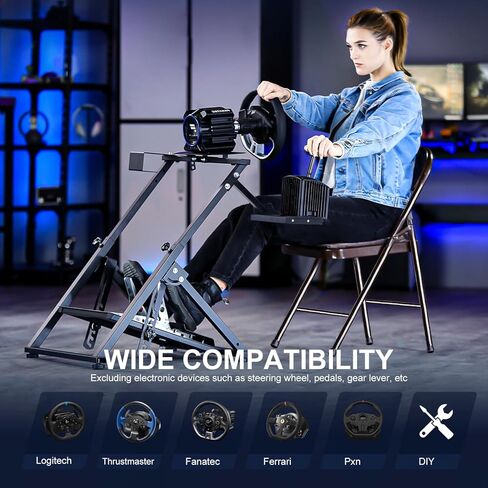 Marada Sim Racing Wheel Stand Simulator Cockpit X-Structure Quick Fold يناسب Thrustmaster/Logitech G29، G923، G920، T300RS، T150 حامل ألعاب قابل للتعديل بدون عجلة قيادة، دواسة، فرامل اليد in Kuwait