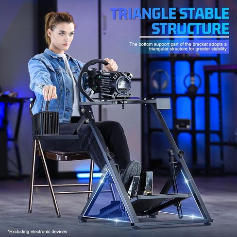 Marada Sim Racing Wheel Stand Simulator Cockpit X-Structure Quick Fold يناسب Thrustmaster/Logitech G29، G923، G920، T300RS، T150 حامل ألعاب قابل للتعديل بدون عجلة قيادة، دواسة، فرامل اليد in Kuwait