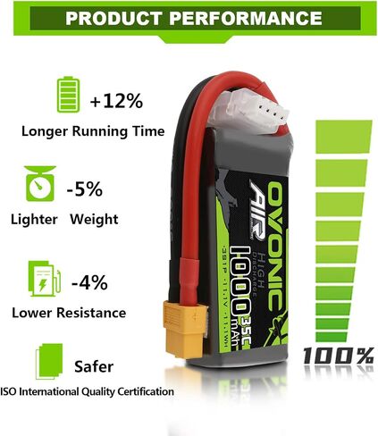 OVONIC 3S Lipo Battery 35C 1000mAh 11.1V Lipo Battery with XT60 Connector for RC Airplane Helicopter Quadcopter FPV Racing Drone in Saudi Arabia