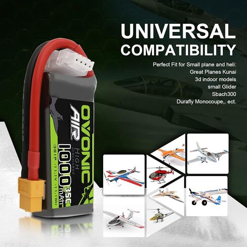 OVONIC 3S Lipo Battery 35C 1000mAh 11.1V Lipo Battery with XT60 Connector for RC Airplane Helicopter Quadcopter FPV Racing Drone in Saudi Arabia