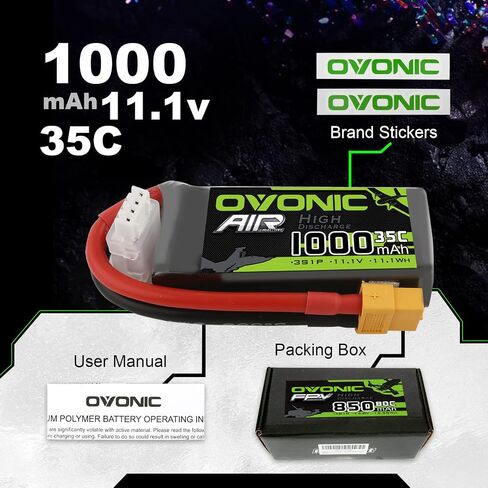 OVONIC 3S Lipo Battery 35C 1000mAh 11.1V Lipo Battery with XT60 Connector for RC Airplane Helicopter Quadcopter FPV Racing Drone in Saudi Arabia