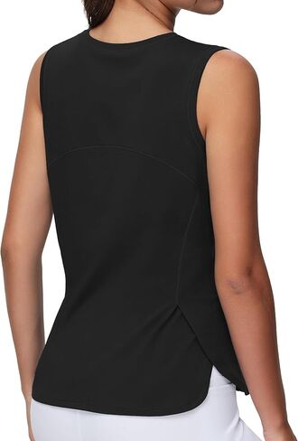 قمصان اليوغا النسائية بدون أكمام من Origiwish، قمصان يوجا فضفاضة قابلة للتنفس مع فتحات جانبية in Kuwait