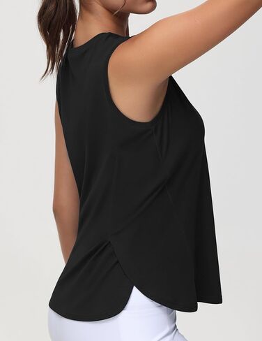 قمصان اليوغا النسائية بدون أكمام من Origiwish، قمصان يوجا فضفاضة قابلة للتنفس مع فتحات جانبية in Kuwait