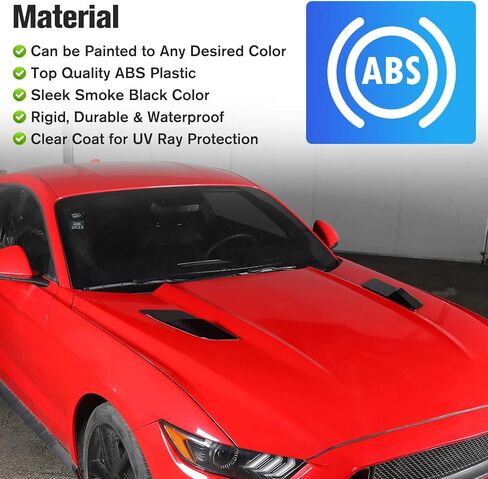 Hood Vent, Black Bonnet Hood Vent Scoop Cover, External Accessories, Black Hood Vent Trim Cover for Ford Mustang 2015 2016 2017 in Saudi Arabia