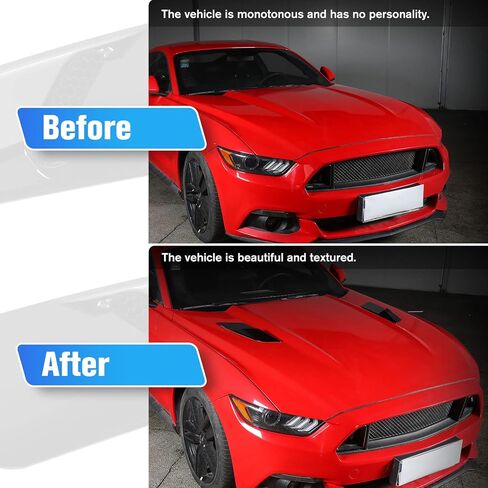 Hood Vent, Black Bonnet Hood Vent Scoop Cover, External Accessories, Black Hood Vent Trim Cover for Ford Mustang 2015 2016 2017 in Saudi Arabia