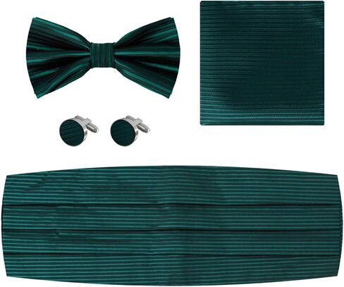 Dan Smith Mens Cumberbund Elastic-Band Clip-On Adjustable Bow Ties Hanky Cufflink Set in Saudi Arabia