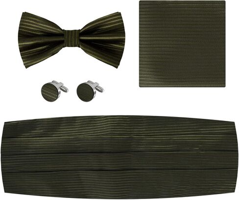 Dan Smith Mens Cumberbund Elastic-Band Clip-On Adjustable Bow Ties Hanky Cufflink Set in Saudi Arabia