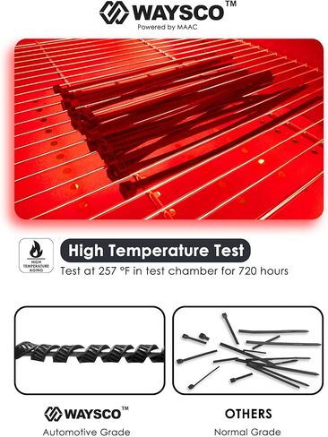 WAYSCO Black Zip Cable Ties 4 inch/0.10 inch (100 pcs) 22 lbs/pounds Tensile Strength Automotive Grade Nylon PA66-40℉ to 257℉ UV Resistant for Outdoor and Indoor in Saudi Arabia