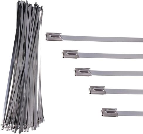 CNCYEAH Zip Ties 100PCS 4.6 Inch 200mm Metal Cable Zip Ties 304 Stainless Steel Cable Zip Ties Self-Locking Steel Exhaust Wrap Wire Ties for Machinery, Vehicles in Saudi Arabia