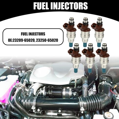 حاقن الوقود 23209-65020 - حاقن الوقود الداخلي للسيارة 4 فتحات Engnie - لسيارة Toyota 4Runner 3.0L 1988-1995 لون فضي معدني - 6 قطع in Kuwait