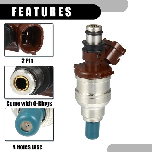حاقن الوقود 23209-65020 - حاقن الوقود الداخلي للسيارة 4 فتحات Engnie - لسيارة Toyota 4Runner 3.0L 1988-1995 لون فضي معدني - 6 قطع in Kuwait