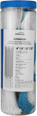 أربطة كابلات من النايلون ذاتية القفل، 1000 عبوة مختلطة in Kuwait