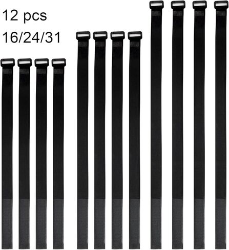 XSTRAP STANDARD 12PCS Reusable Fastening Cable Ties, 16+24+31 Inch Securing Cable Straps, Multi-Purpose Adjustable Cable Management, Cable Organizer for Home, Office, and Data Centers,3 Sizes & Black in Saudi Arabia