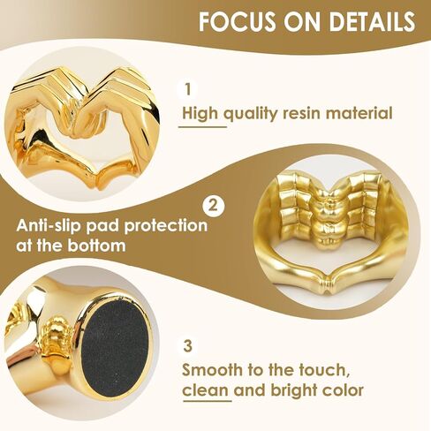 Heart Hands Sculpture Nordic Minimalist Style Resin Crafts Love Jewelry Modern Decor Mothers Day Wedding (Black) in Saudi Arabia