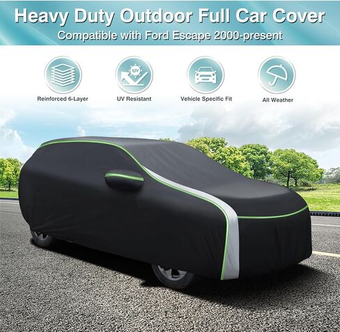 غطاء سيارة لسيارة Ford Escape 2000-2024، غطاء سيارة كامل مقاوم للماء لجميع الأحوال الجوية غطاء سيارة للهروب، غطاء سيارة خارجي مع سحاب باب شرائط عاكسة للأشعة فوق البنفسجية ومقاوم للرياح in Kuwait