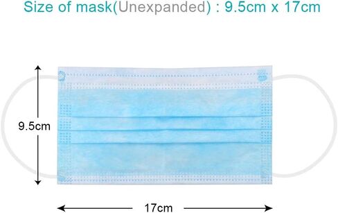 Disposable Face Protection for General Use 3-ply – 50 Count - Triple Ply, Pollution Health Dust Filter Face Protective PPE in Saudi Arabia