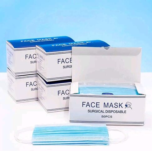Disposable Face Protection for General Use 3-ply – 50 Count - Triple Ply, Pollution Health Dust Filter Face Protective PPE in Saudi Arabia