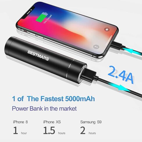 Ultra-Compact Portable Charger The Smallest 5000mAh Mini Power Bank with Fast Charge 2.4A Output for iPhone 15 14 13 12 11 X XS MAX XR 8 7 6s Plus iPad Samsung Galaxy Cell Phone & More Black in Saudi Arabia